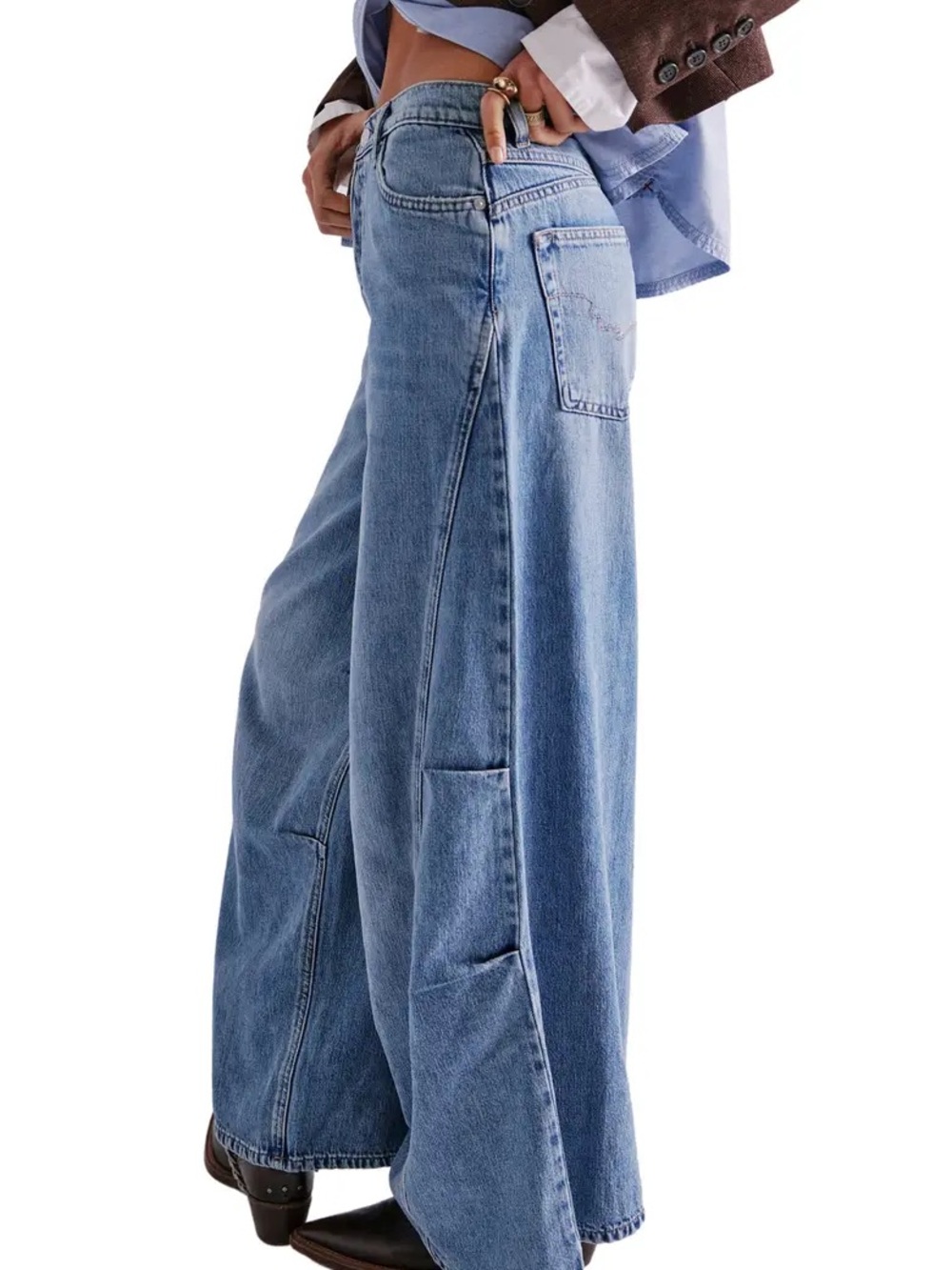 FREE PEOPLE $148 WESTWARD DEMI JEANS - Picture 6 of 7